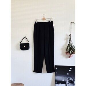 Coldwater Creek Trousers Woman's M Black Straight Leg High Waist Classic Office